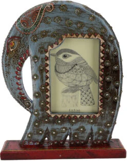 Stehender Bilderrahmen In Elefantenform - Blau - 28x22x5 Cm