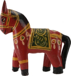 Deko Pferd, Im Antik- Look Bemalt, Holzpferdchen - Rot - 10x12x4 Cm
