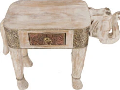 Vintage Hocker, Blumenbank In Elefantenform Mit Schublade - Weiß - 39x55x22 Cm -Deko Haus Store 02 21 elefanten hocker 27