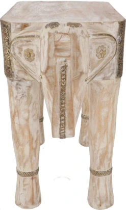 Vintage Hocker, Blumenbank In Elefantenform Mit Schublade - Weiß - 39x55x22 Cm -Deko Haus Store 02 21 elefanten hocker 30