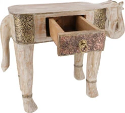 Vintage Hocker, Blumenbank In Elefantenform Mit Schublade - Weiß - 39x55x22 Cm -Deko Haus Store 02 21 elefanten hocker 31