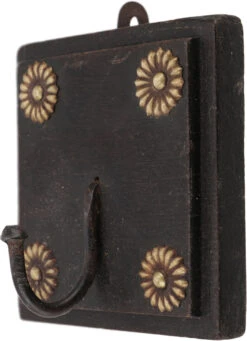 Garderobenhaken, Holz Kleiderhaken Im Kolonialstil - Design 5 - 10,5x10,5x2 Cm