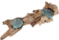 Wurzelholz Mit Teelichthalter Aus Mundgeblasenem Glas - Modell 2 - 10x35x15 Cm -Deko Haus Store 02 21 wurzelholz 30