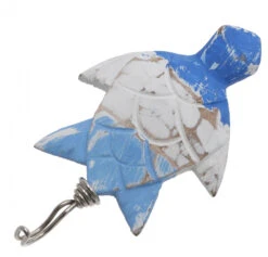 Maritimer Holz Kleiderhaken, Wandhaken - Schildkröte 1 - 15x8,5x2 Cm