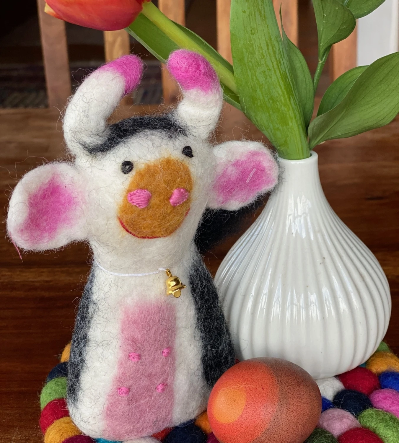 Filz Eierwärmer, Handgemachter Filzdekoration Aus Nepal, Filztier - Kuh 3 Filz Eierwärmer, Handgemachter Filzdekoration Aus Nepal, Filztier - Kuh – Bild 3