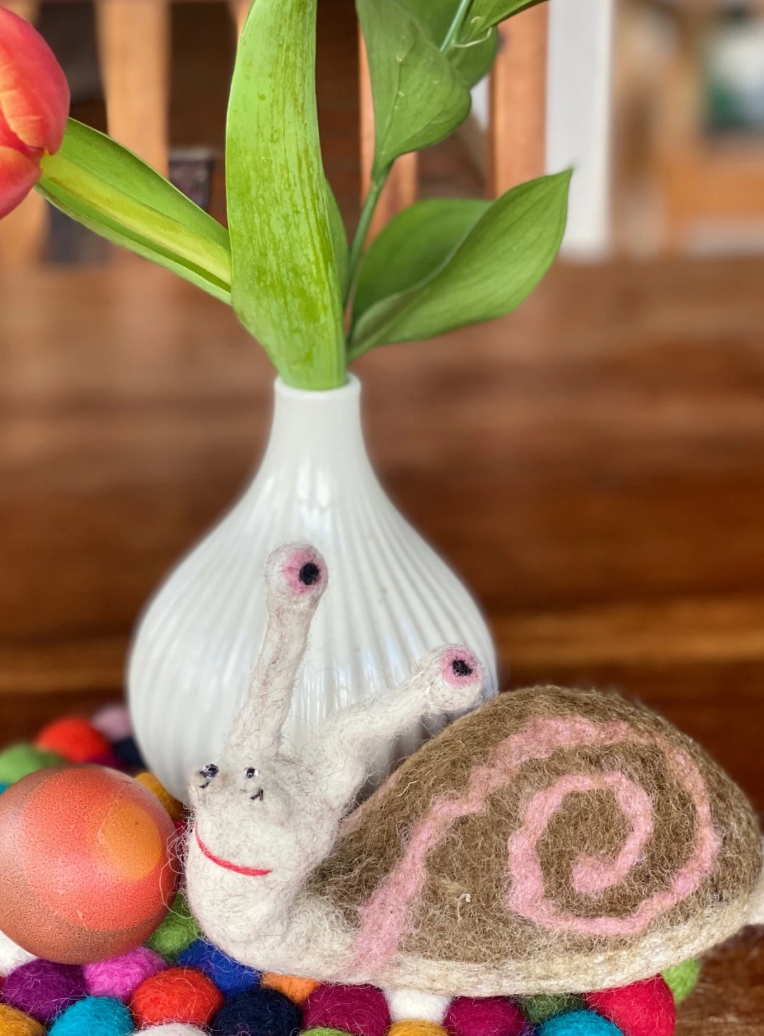 Filz Eierwärmer, Handgemachter Filzdekoration Aus Nepal, Filztier - Schnecke - 10x13x6 Cm 2 Filz Eierwärmer, Handgemachter Filzdekoration Aus Nepal, Filztier - Schnecke - 10x13x6 Cm – Bild 2