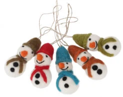Filzfigur Schneemann, Baumbehang Aus Filz, Weihnachtsschmuck Aus Filz - In 5 Farben - 6x3 Cm