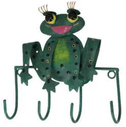 Hakenleiste Mit Figuren, Ethno Kleiderhaken, Metall Kleiderhaken - Frosch - 17x17x5 Cm