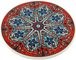 Orientalischer Keramikuntersetzer, Runder Untersetzer Mit Mandala Motiv - Muster 2 - 1x16x16 Cm Ø16 Cm