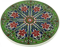 Orientalischer Keramikuntersetzer, Runder Untersetzer Mit Mandala Motiv - Muster 4 - 1x16x16 Cm Ø16 Cm