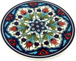 Orientalischer Keramikuntersetzer, Runder Untersetzer Mit Mandala Motiv - Muster 5 - 1x16x16 Cm Ø16 Cm