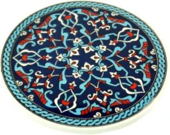 Orientalischer Keramikuntersetzer, Runder Untersetzer Mit Mandala Motiv - Muster 10 - 1x16x16 Cm Ø16 Cm