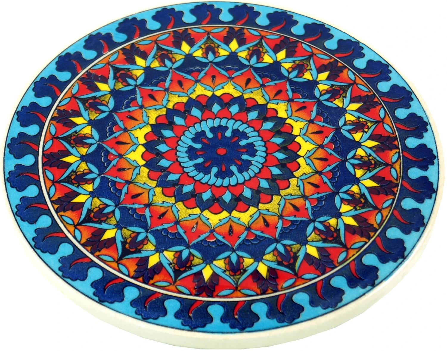Orientalischer Keramikuntersetzer, Runder Untersetzer Mit Mandala Motiv - Muster 9 - 1x16x16 Cm Ø16 Cm 1 Orientalischer Keramikuntersetzer, Runder Untersetzer Mit Mandala Motiv - Muster 9 - 1x16x16 Cm Ø16 Cm