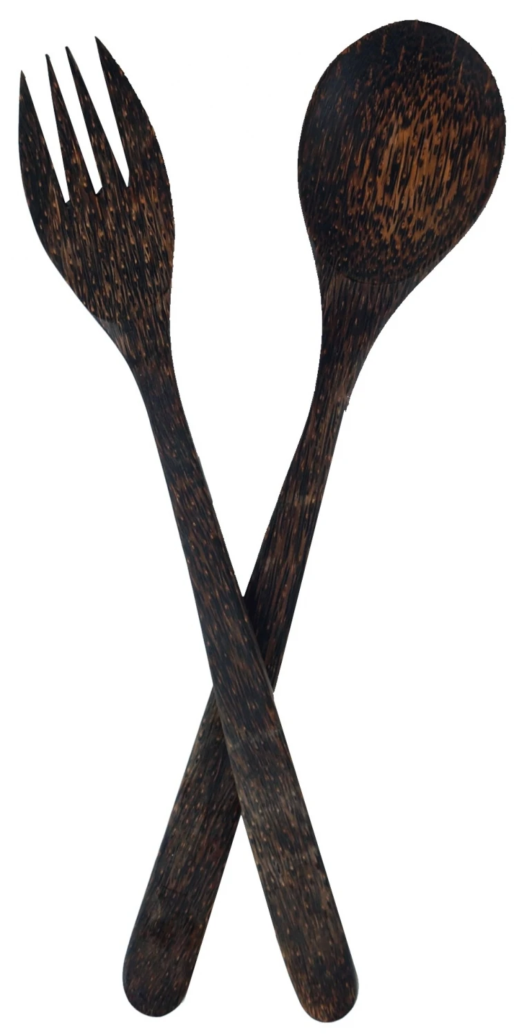 Kokosholz Salatbesteck - 30 Cm 1 Kokosholz Salatbesteck - 30 Cm