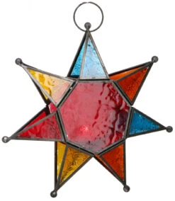 Orientalischer Glas Stern In Marrokanischem Design, Glas Laterne, Windlicht - Modell 1 - 25x25x7 Cm -Deko Haus Store 11 21 laterne mwtall 7