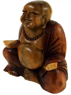 Geschnitzter Lucky Buddha 20 Cm - Modell 7 -Deko Haus Store 12 05 17dsc02145
