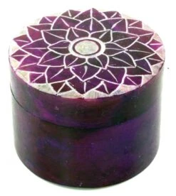 Dose Aus Speckstein, Chakra Schmuckdöschen - Sahasrara - 4x5x5 Cm Ø5 Cm