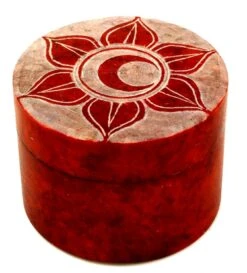 Dose Aus Speckstein, Chakra Schmuckdöschen - Svadisthana - 4x5x5 Cm Ø5 Cm