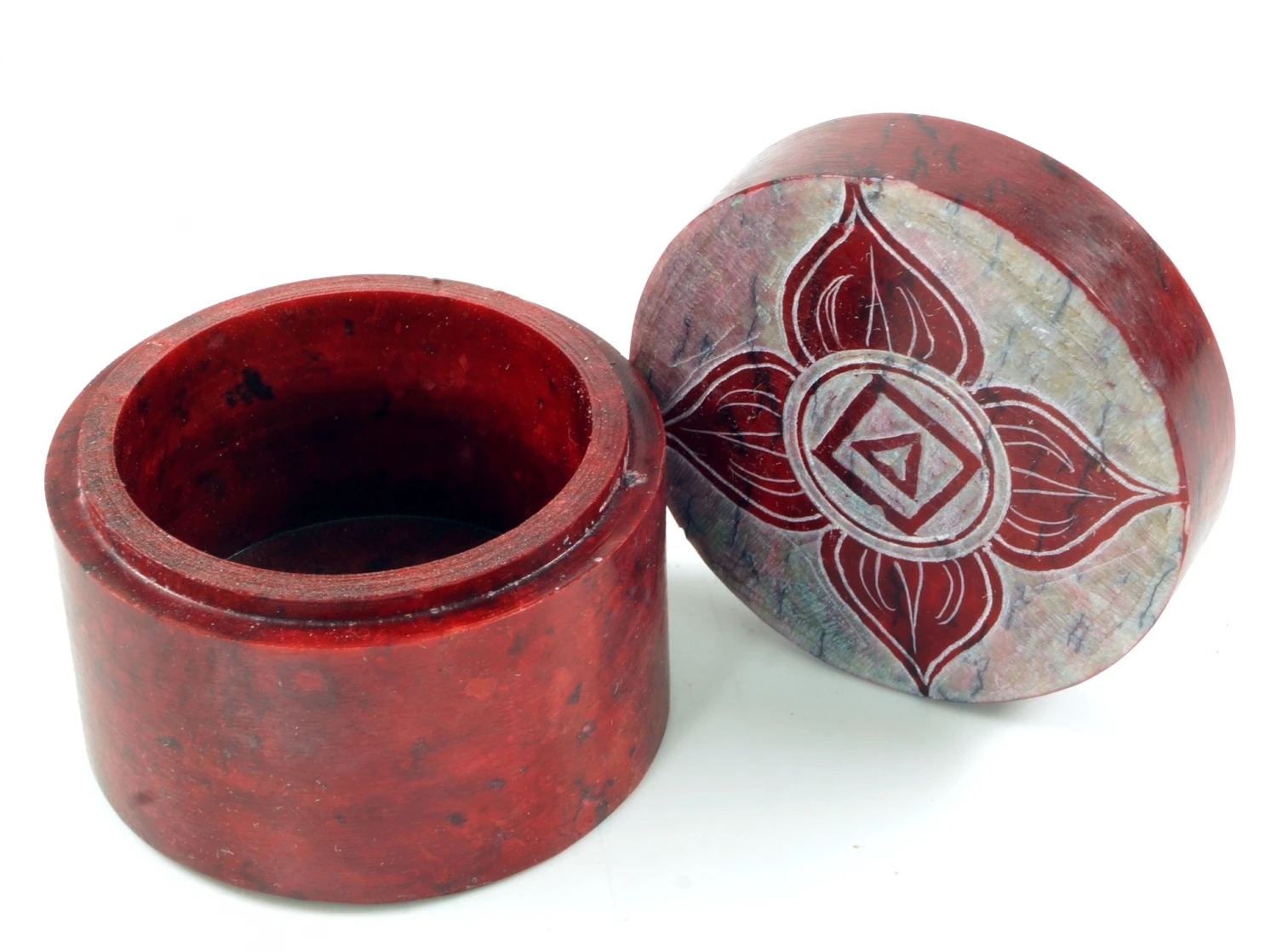 Dose Aus Speckstein, Chakra Schmuckdöschen - Muladhara - 4x5x5 Cm Ø5 Cm 2 Dose Aus Speckstein, Chakra Schmuckdöschen - Muladhara - 4x5x5 Cm Ø5 Cm – Bild 2