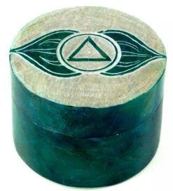 Dose Aus Speckstein, Chakra Schmuckdöschen - Ajna - 4x5x5 Cm Ø5 Cm