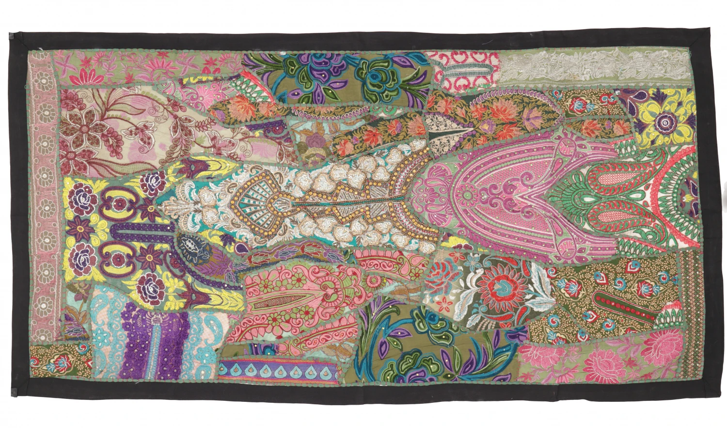 Indischer Wandteppich Patchwork Wandbehang/Tischläufer Einzelstück 125*65 Cm - Muster 14 1 Indischer Wandteppich Patchwork Wandbehang/Tischläufer Einzelstück 125*65 Cm - Muster 14