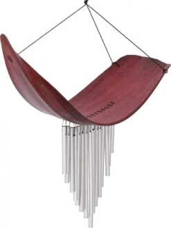 Aluminium Klangspiel, Exotisches Windspiel - Palmenblatt Rot - 30x40x10 Cm