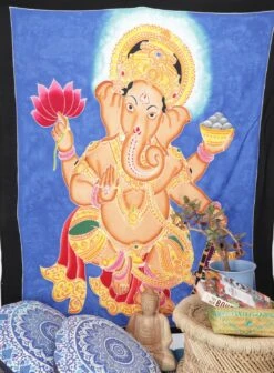 Wandbehang, Wandtuch, Wandbild, Batiktuch - Ganesha - 95x110 Cm