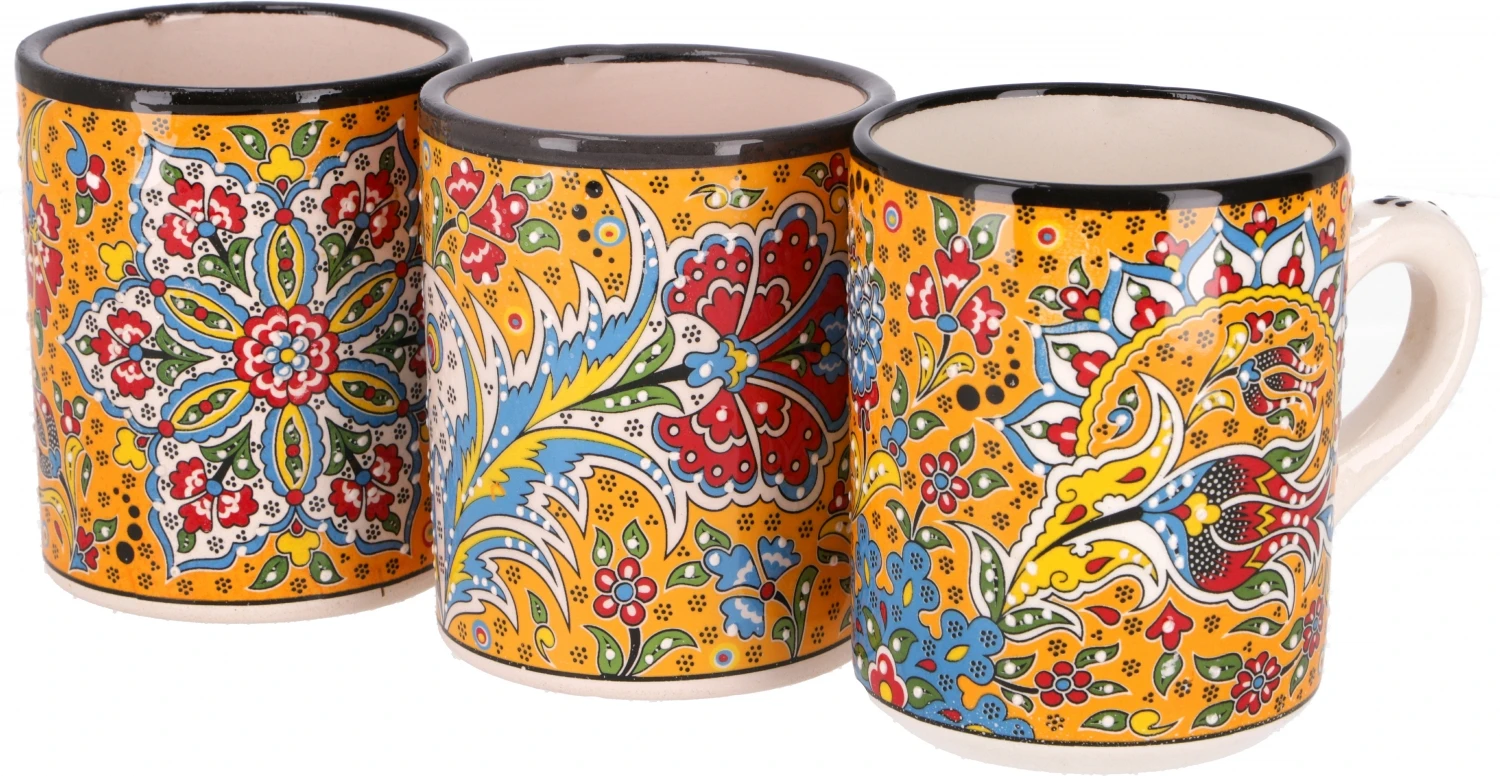 Handbemalter Türkischer Kaffeebecher, Orientalische Kaffeetasse - Safran 2 Handbemalter Türkischer Kaffeebecher, Orientalische Kaffeetasse - Safran – Bild 2