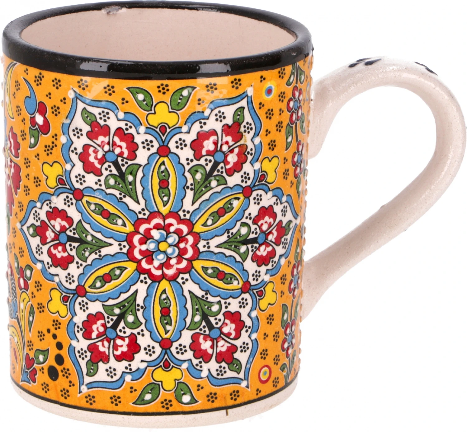 Handbemalter Türkischer Kaffeebecher, Orientalische Kaffeetasse - Safran 1 Handbemalter Türkischer Kaffeebecher, Orientalische Kaffeetasse - Safran