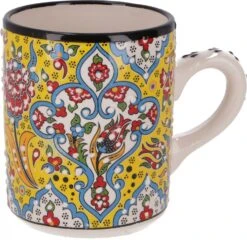 Handbemalter Türkischer Kaffeebecher, Orientalische Kaffeetasse - Gelb