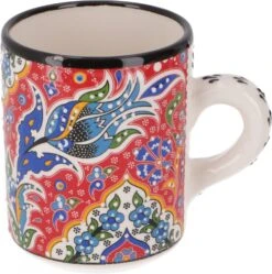Handbemalter Türkischer Kaffeebecher, Orientalische Kaffeetasse - Rot - 9x8x8 Cm