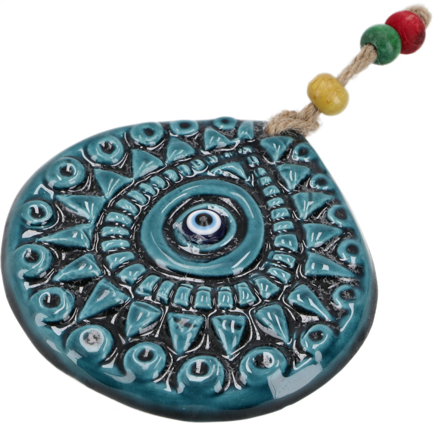 Keramik Schutzauge, Boho Wandschmuck - Tropfen - 9x9x0,5 Cm 1 Keramik Schutzauge, Boho Wandschmuck - Tropfen - 9x9x0,5 Cm