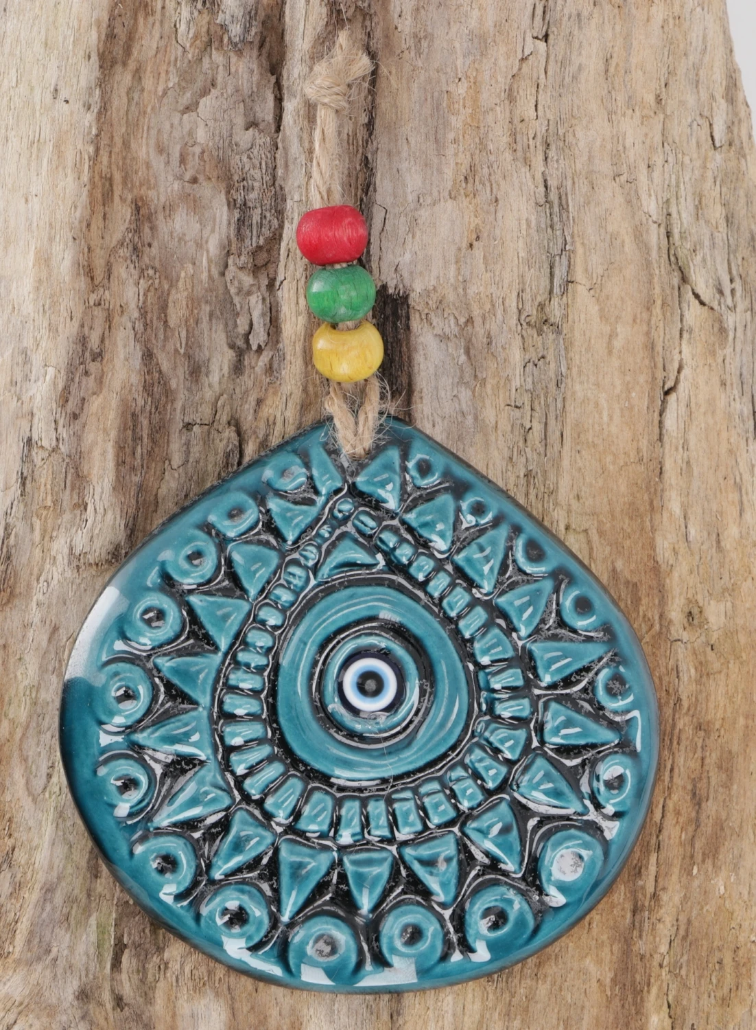 Keramik Schutzauge, Boho Wandschmuck - Tropfen - 9x9x0,5 Cm 2 Keramik Schutzauge, Boho Wandschmuck - Tropfen - 9x9x0,5 Cm – Bild 2