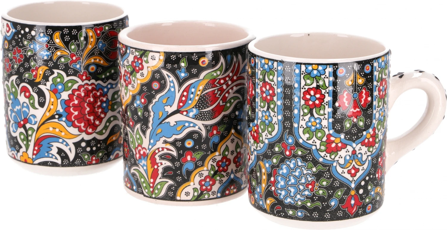 Handbemalter Türkischer Kaffeebecher, Orientalische Kaffeetasse - Schwarz - 9x8x8 Cm 2 Handbemalter Türkischer Kaffeebecher, Orientalische Kaffeetasse - Schwarz - 9x8x8 Cm – Bild 2