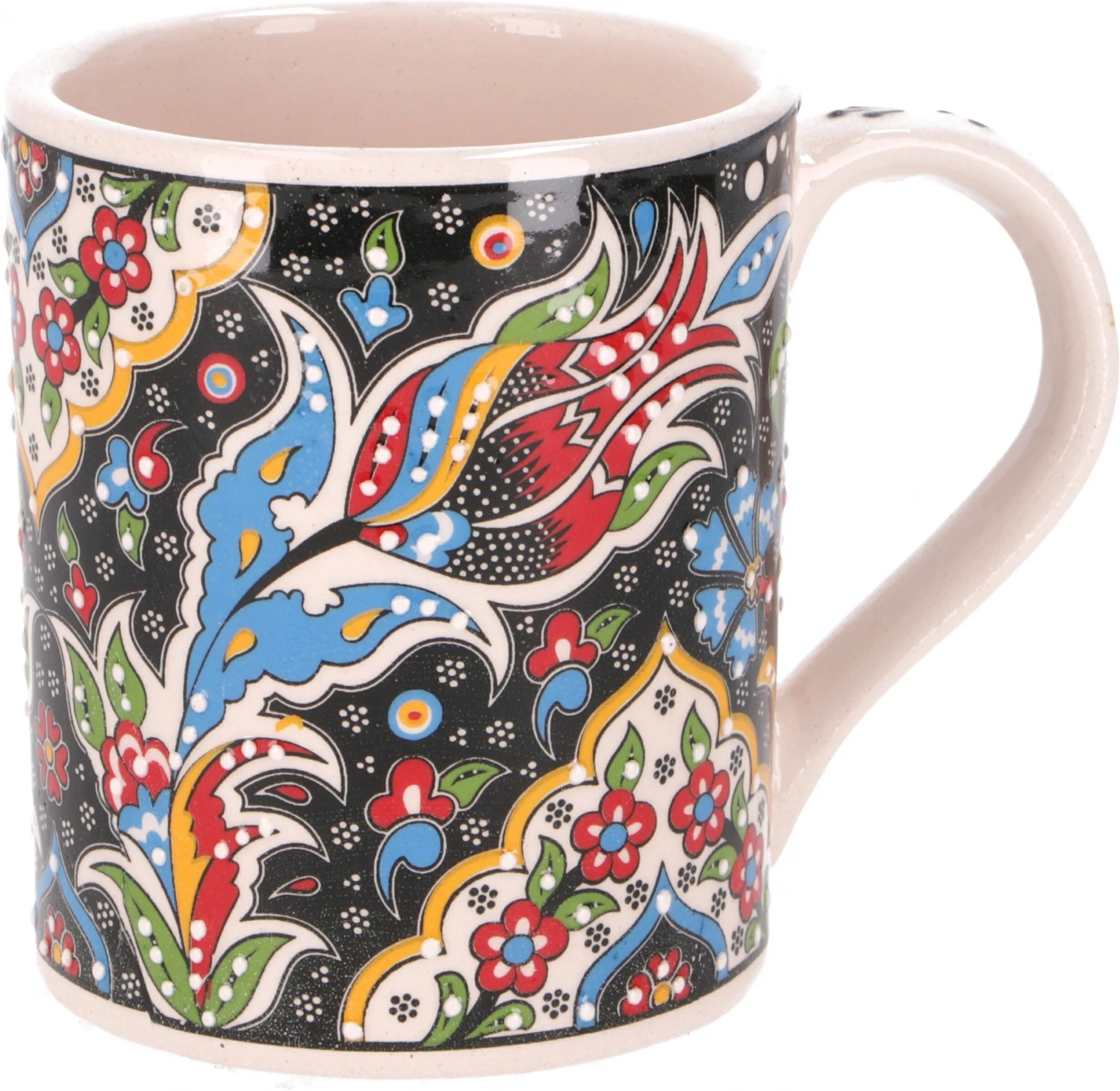 Handbemalter Türkischer Kaffeebecher, Orientalische Kaffeetasse - Schwarz - 9x8x8 Cm 1 Handbemalter Türkischer Kaffeebecher, Orientalische Kaffeetasse - Schwarz - 9x8x8 Cm