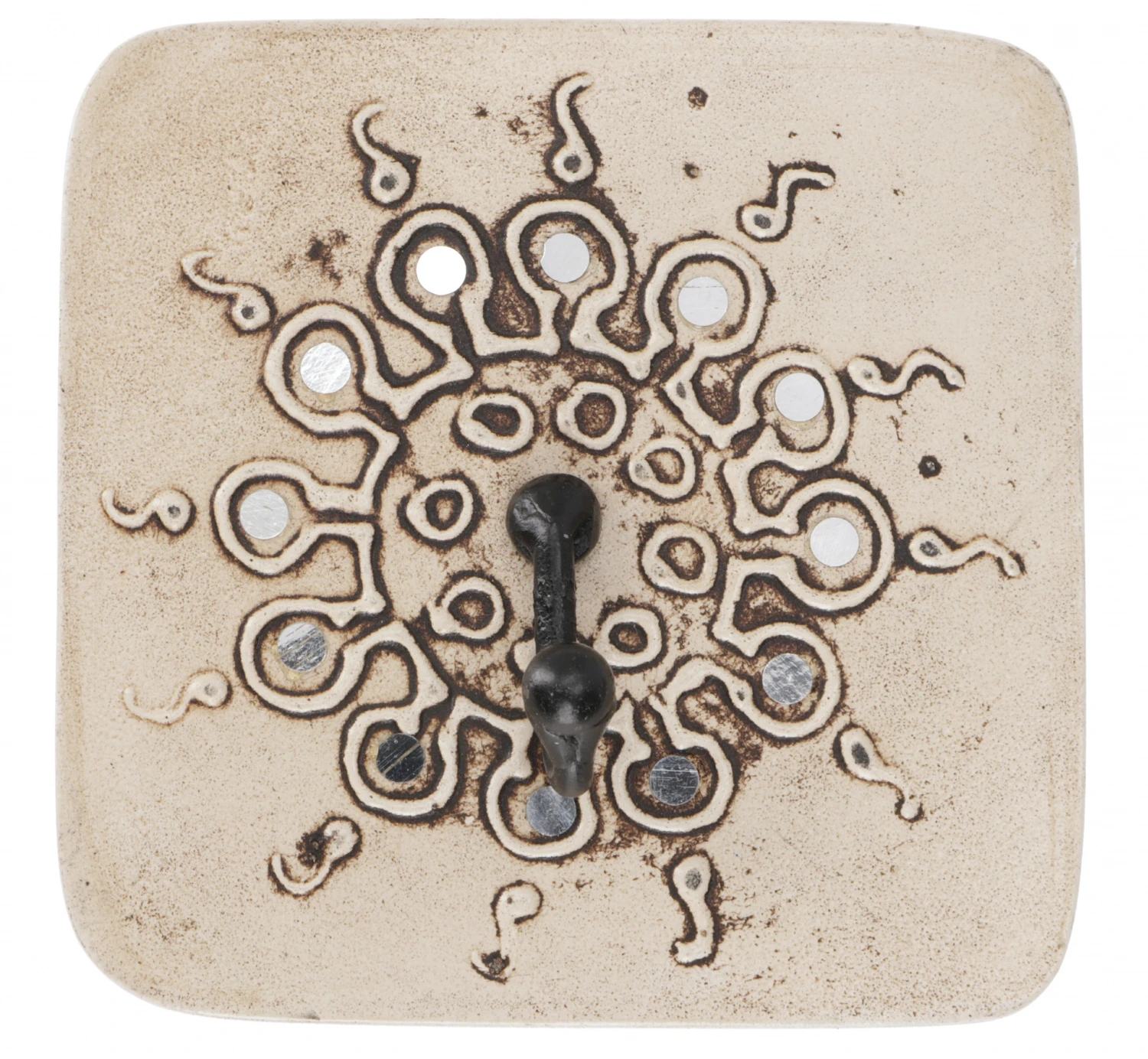 Vintage Kleiderhaken, Garderobenhaken, Schlüsselbrett, Wandhaken `Bagru`-Sonne` 4 Farben - 10x10 Cm 4 Vintage Kleiderhaken, Garderobenhaken, Schlüsselbrett, Wandhaken `Bagru`-Sonne` 4 Farben - 10x10 Cm – Bild 4