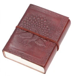 Notizbuch, Lederbuch, Tagebuch Mit Ledereinband - Pfau 9*12 Cm