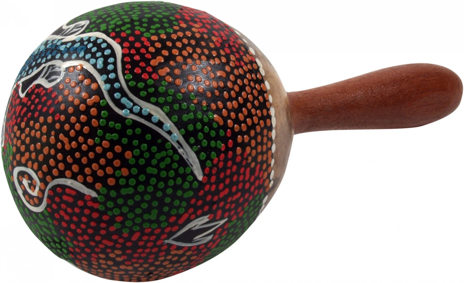 Musikinstrument Aus Holz, Musik Percussion Rhythmus Klang Instrument, Handgearbeitet - Kokosnuss Rassel Mit Dotpainting - 20x12x12 Cm 2 Musikinstrument Aus Holz, Musik Percussion Rhythmus Klang Instrument, Handgearbeitet - Kokosnuss Rassel Mit Dotpainting - 20x12x12 Cm – Bild 2