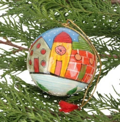 Upcycling Weihnachtskugel Aus Pappmachee, Handbemalter Christbaumschmuck, Kaschmirkugel - Muster 32 - 7 Cm Ø7 Cm