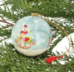 Upcycling Weihnachtskugel Aus Pappmachee, Handbemalter Christbaumschmuck, Kaschmirkugeln - Muster 33 - 7x7x7 Cm Ø7 Cm