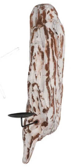 Treibholz Kerzenhalter Wand - 30x10x8 Cm Ø5 Cm