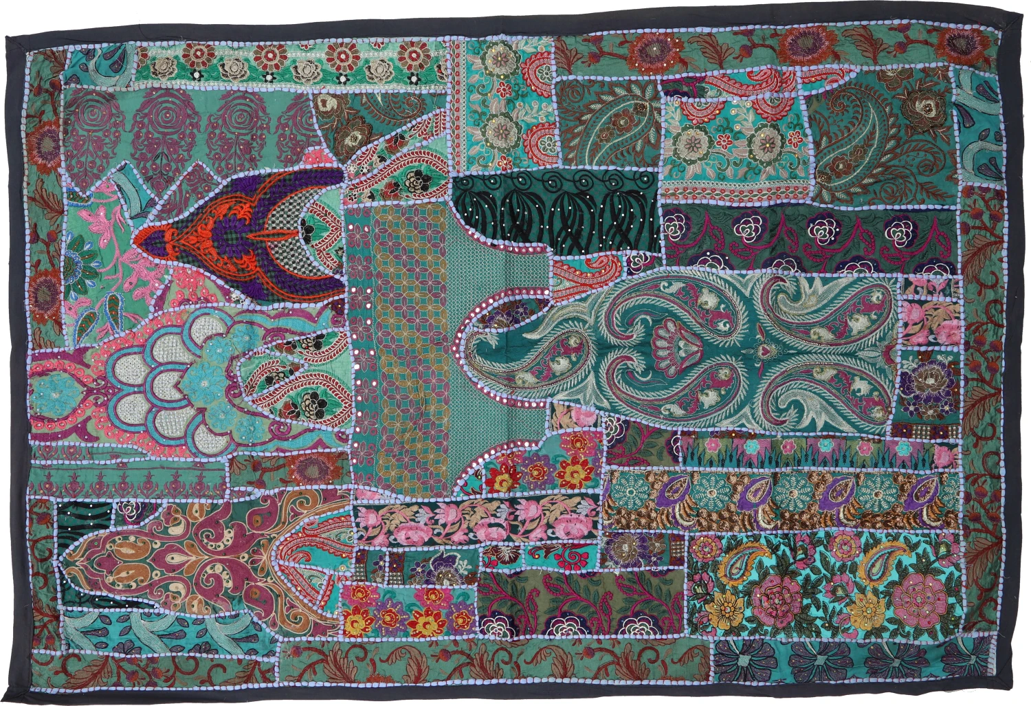 Indischer Wandteppich Patchwork Wandbehang, Einzelstück 150*100 Cm - Muster 13 2 Indischer Wandteppich Patchwork Wandbehang, Einzelstück 150*100 Cm - Muster 13 – Bild 2