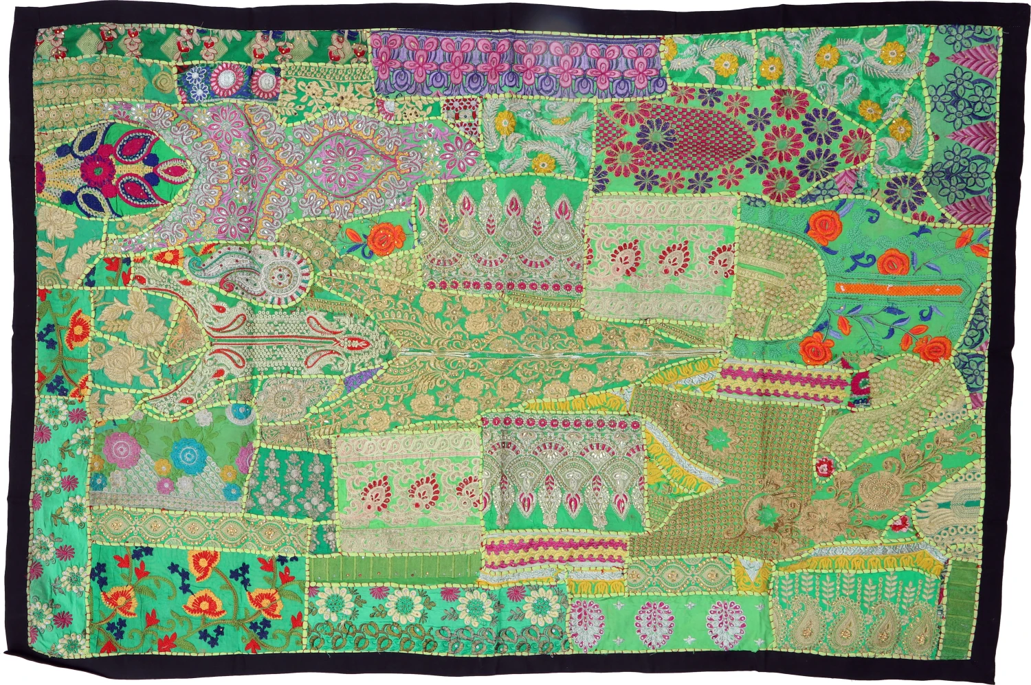 Indischer Wandteppich Patchwork Wandbehang, Einzelstück 150*100 Cm - Muster 20 1 Indischer Wandteppich Patchwork Wandbehang, Einzelstück 150*100 Cm - Muster 20