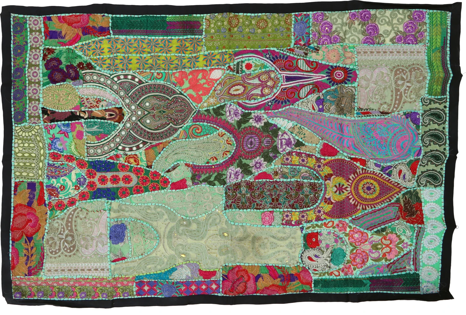 Indischer Wandteppich Patchwork Wandbehang, Einzelstück 150*100 Cm - Muster 2 2 Indischer Wandteppich Patchwork Wandbehang, Einzelstück 150*100 Cm - Muster 2 – Bild 2