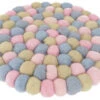 Filzuntersetzer, Untersetzer Aus Filzkugeln, Filzdekoration Rund - Rosa/bunt Ø 20 Cm
