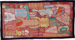 Indischer Wandteppich Patchwork Wandbehang/Tischläufer Einzelstück 125*65 Cm - Muster 21