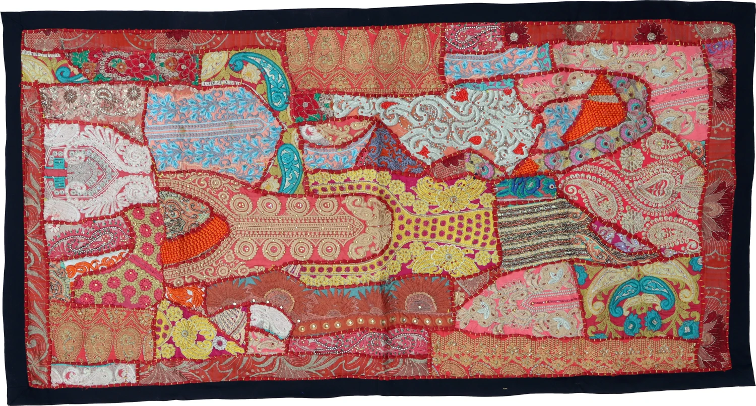 Indischer Wandteppich Patchwork Wandbehang/Tischläufer Einzelstück 125*65 Cm - Muster 21 1 Indischer Wandteppich Patchwork Wandbehang/Tischläufer Einzelstück 125*65 Cm - Muster 21