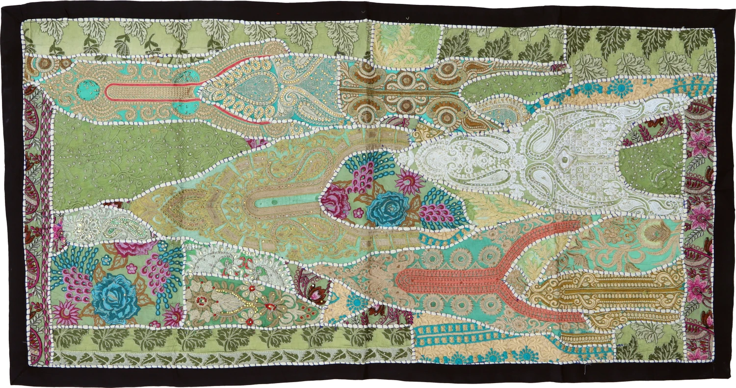 Indischer Wandteppich Patchwork Wandbehang/Tischläufer Einzelstück 125*65 Cm - Muster 20 1 Indischer Wandteppich Patchwork Wandbehang/Tischläufer Einzelstück 125*65 Cm - Muster 20