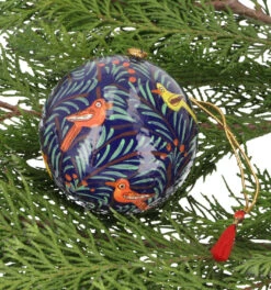 Upcycling Weihnachtskugel Aus Pappmachee, Handbemalter Christbaumschmuck, Kaschmirkugel - Muster 24 - 7x7x7 Cm Ø7 Cm