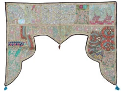 Orientalischer Wandbehang, Indischer Türbehang, Wimpel Wandteppich, Wanddekoration, Tür Deko Einzelstück 100*80 Cm - Design 19